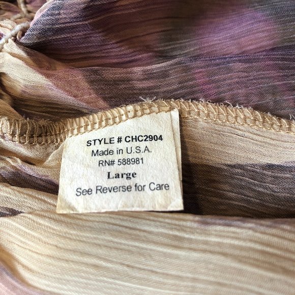 WOMENS AMORE COUTURE TAUPE PLUM SEMI SHEER PEASANT TOP L * - Picture 10 of 10